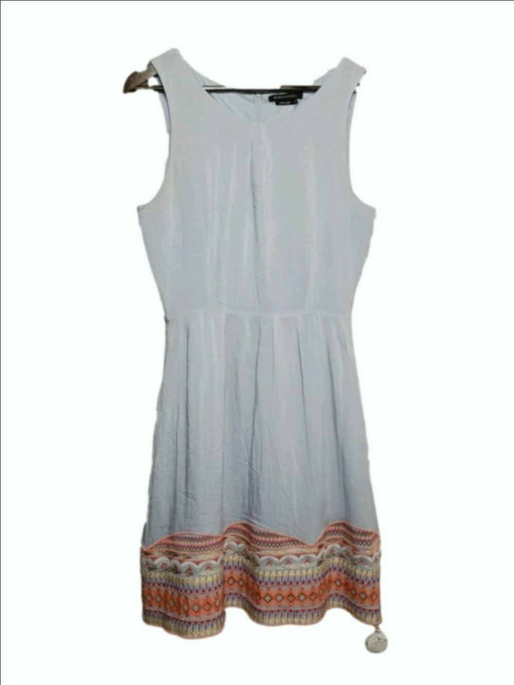 BCBG MaxAzria Blue A-Line Flare Embroidered Tribal Sleeveless Dress M $260